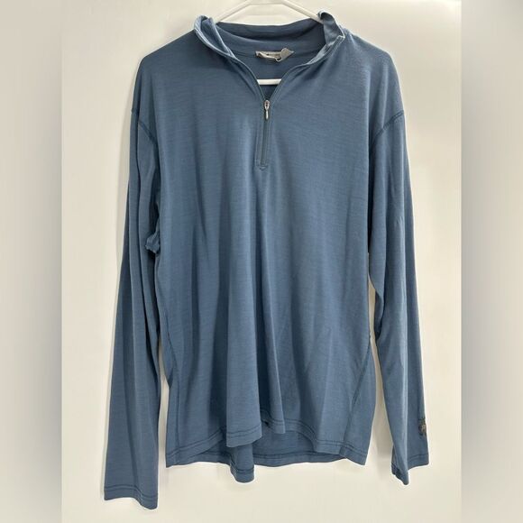 Smartwool Men’s Merino Wool Blue Quarter Zip Size M-XL Flawed - Picture 1 of 10